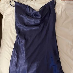 Navy blue cowl neck slip dress